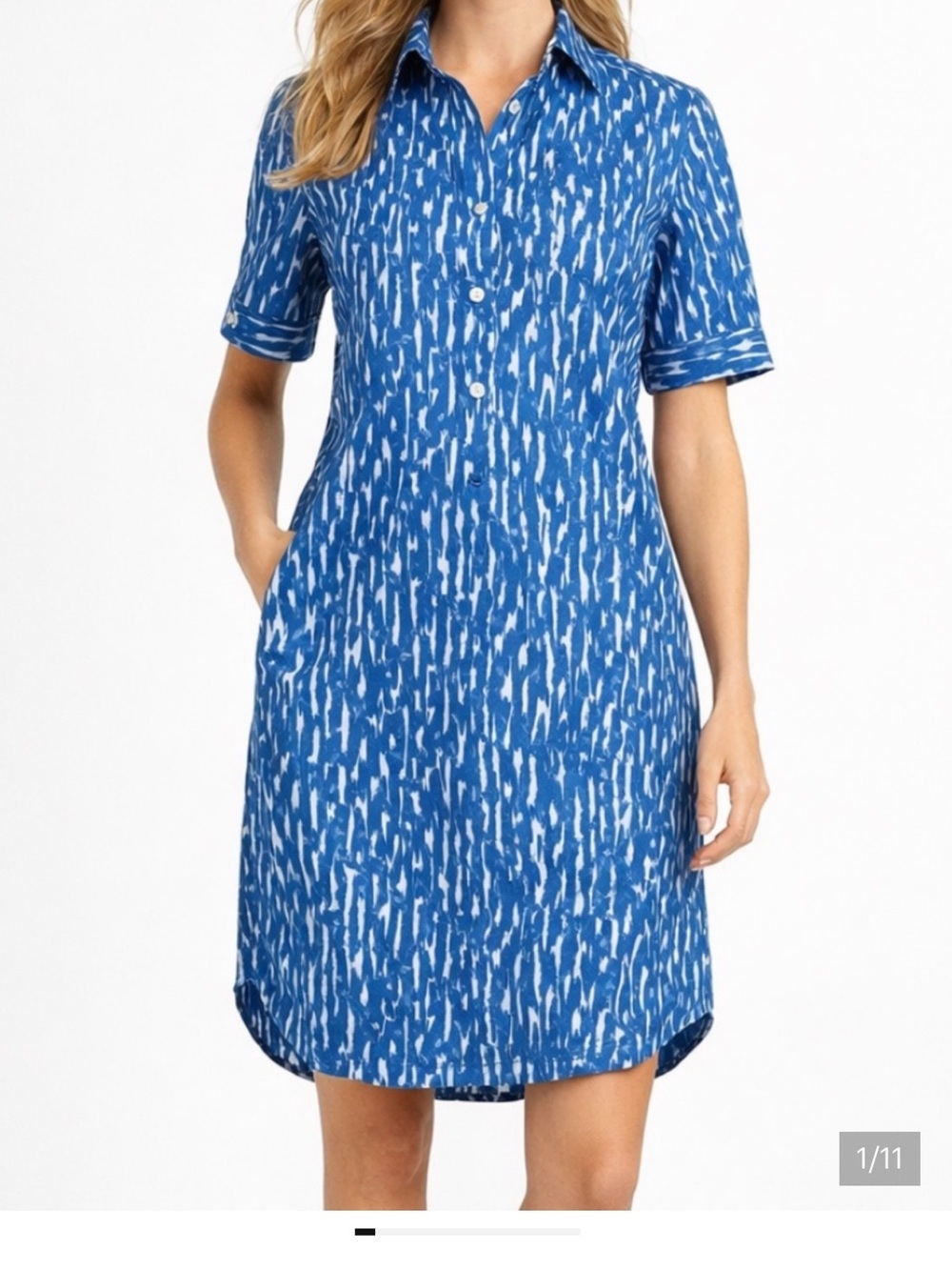 J Mclaughlin S Blue Arissa classic workwear casual cotton-spandex midi dress